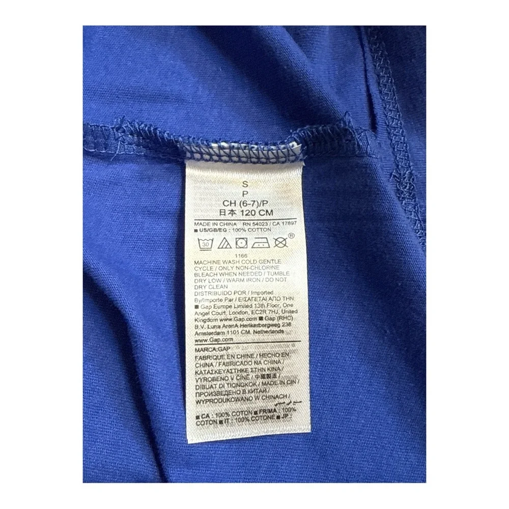 GAP Kids Blue Dua Lipa Oversized Boxy T-Shirt Graphic Long Sleeve Shirt, S (6-7)
